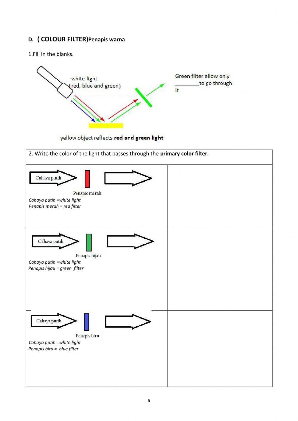 SCIENCE CHAPTER 8 WORKSHEET LIGHT AND OPTICS worksheet Live Worksheets