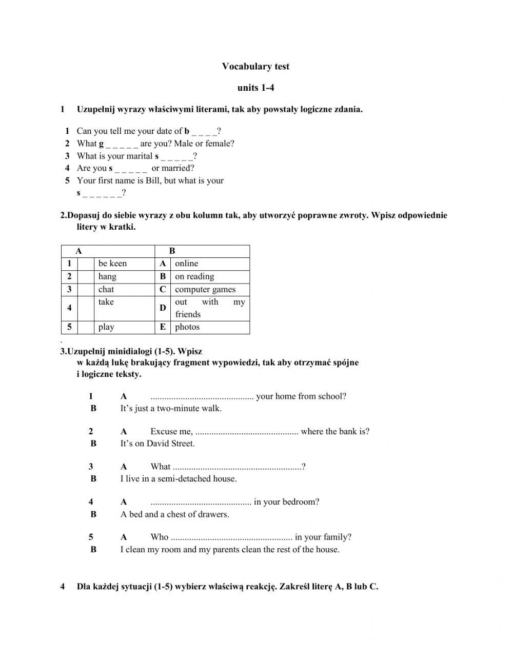 Repetytorium ósmoklasisty units 1-4 vocabulary, Express Publishing