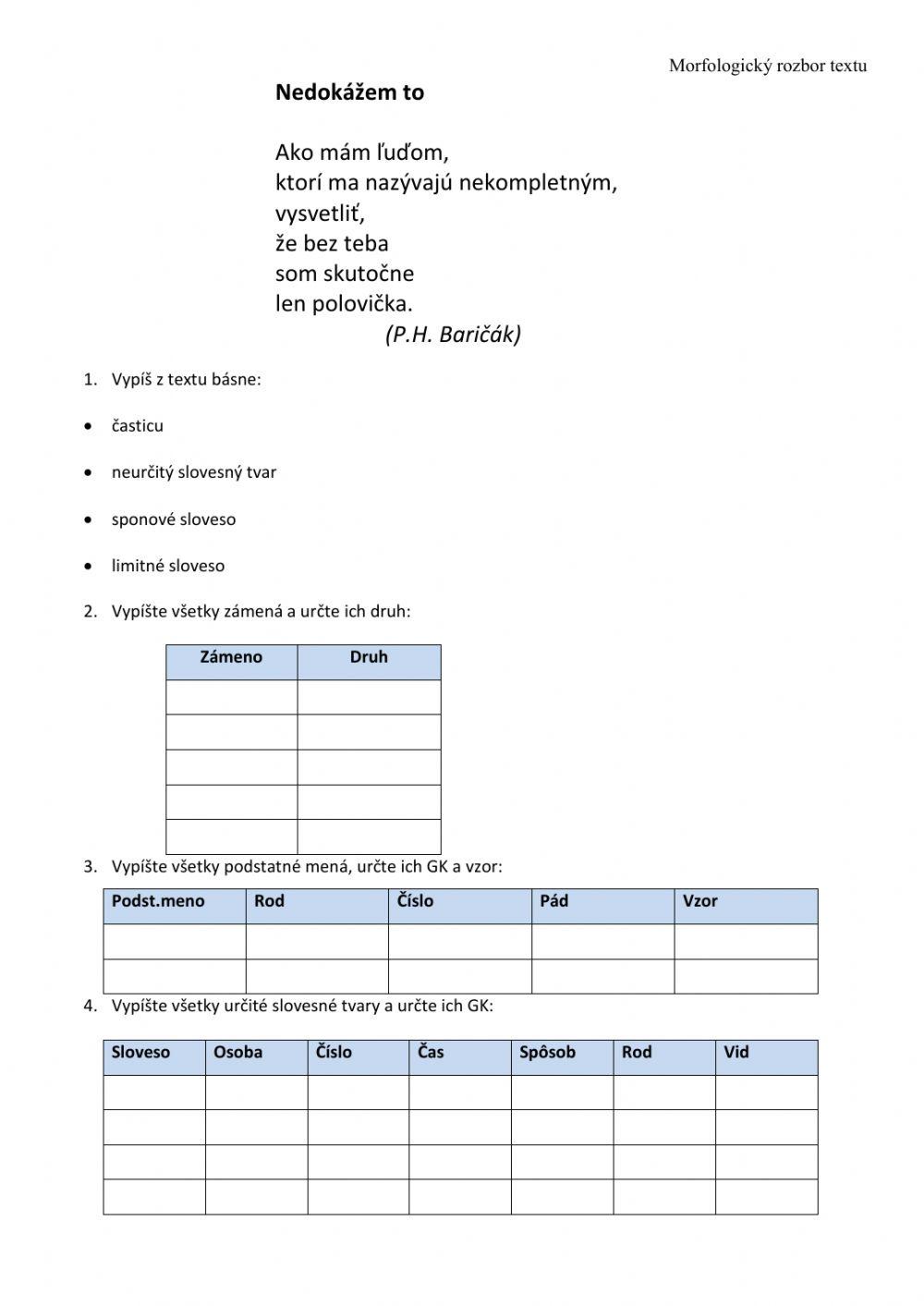 Morfologický rozbor textu