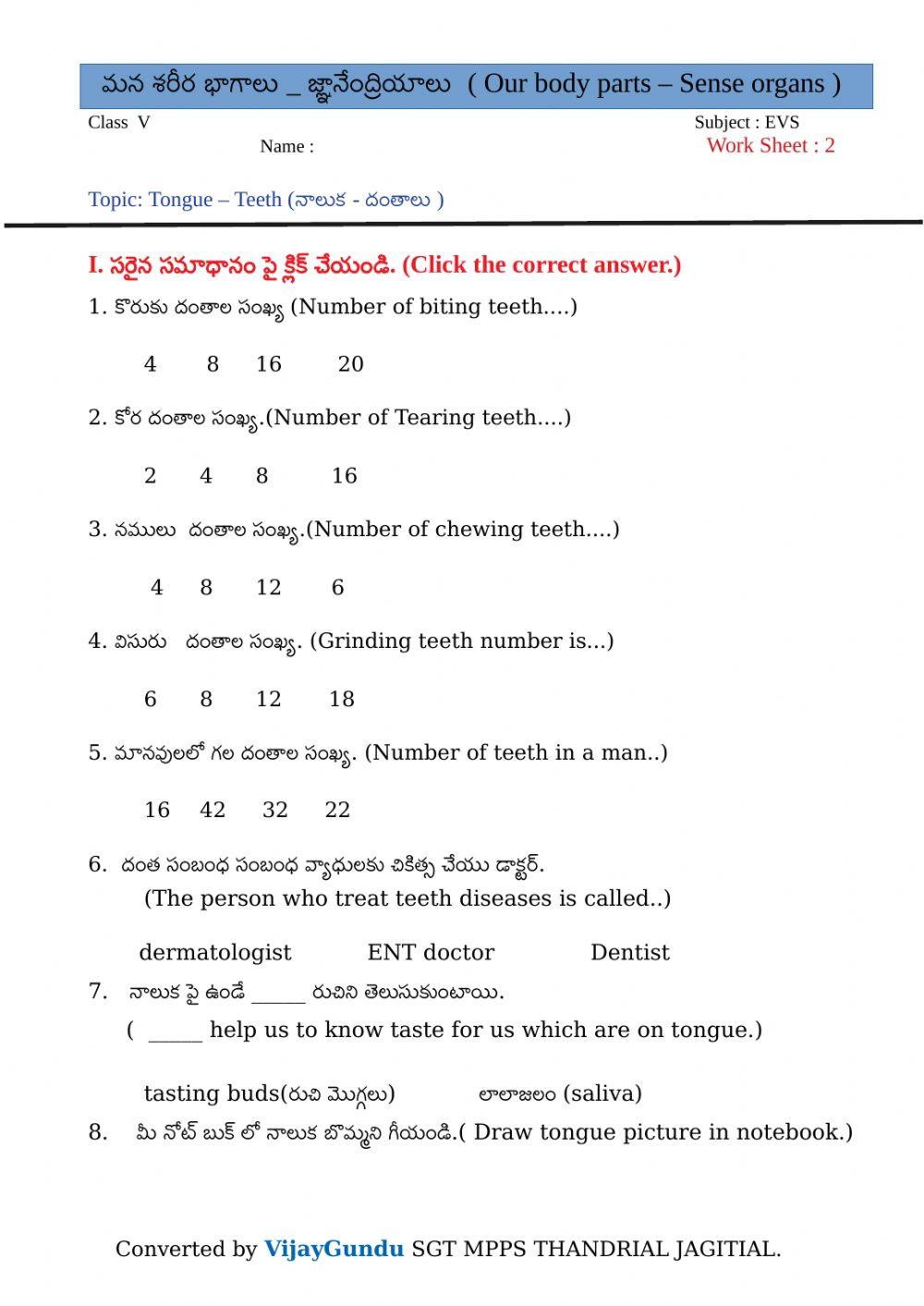 5th evs Sense organs 6 by Vijay Gundr