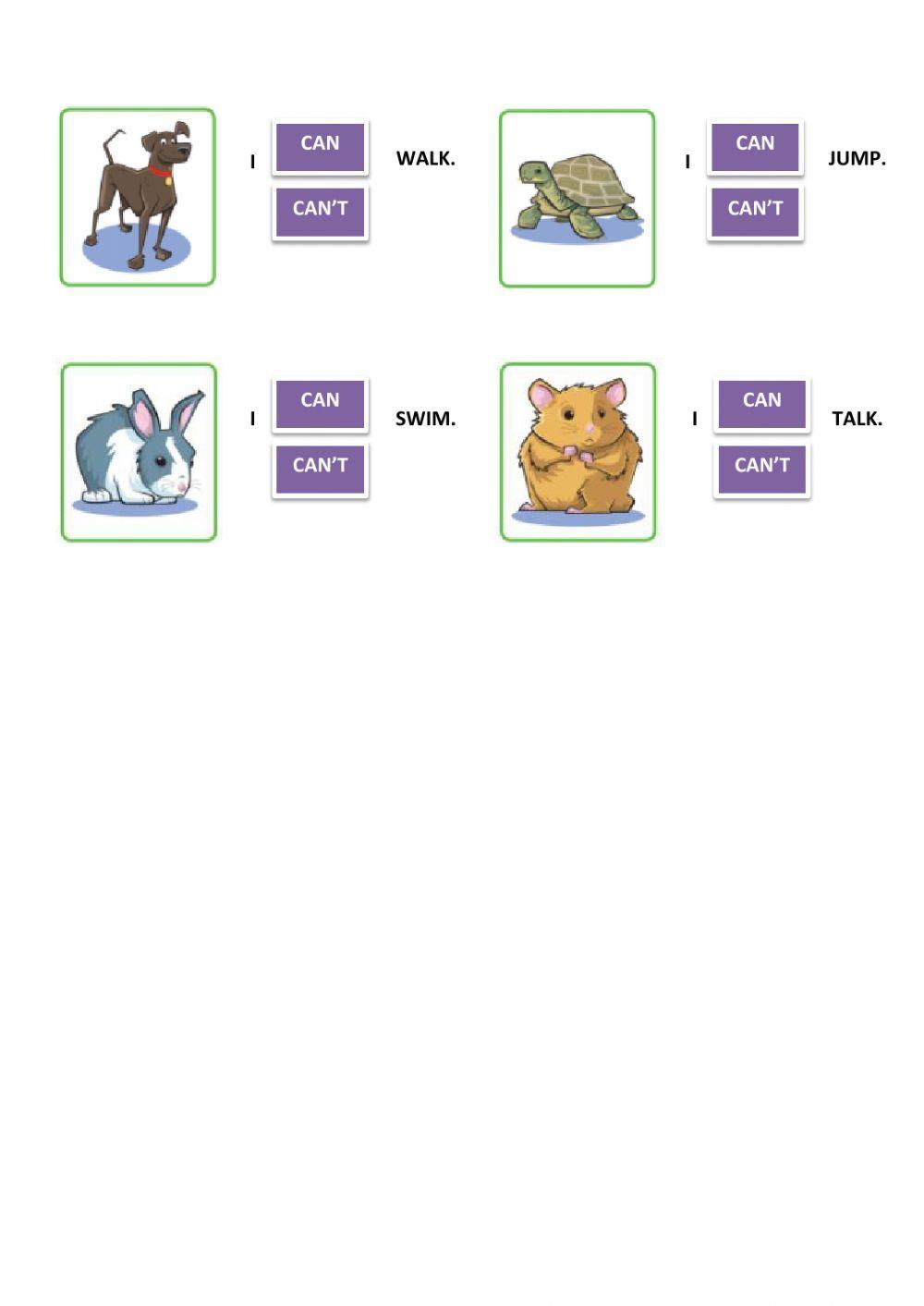 TAREA 2º inglés . Semana 24 de noviembre ACTIONS CAN CAN'T