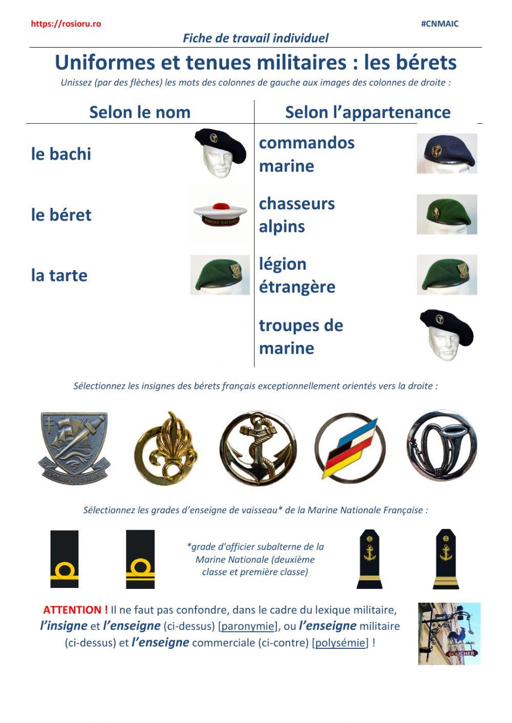 Uniformes et tenues militaires : les bérets