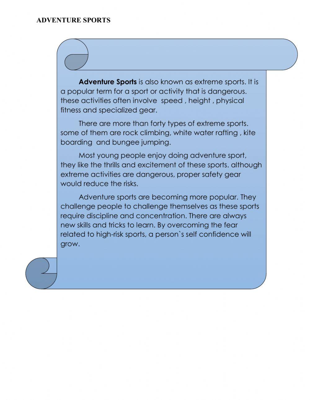 Adventure Sports Year 5