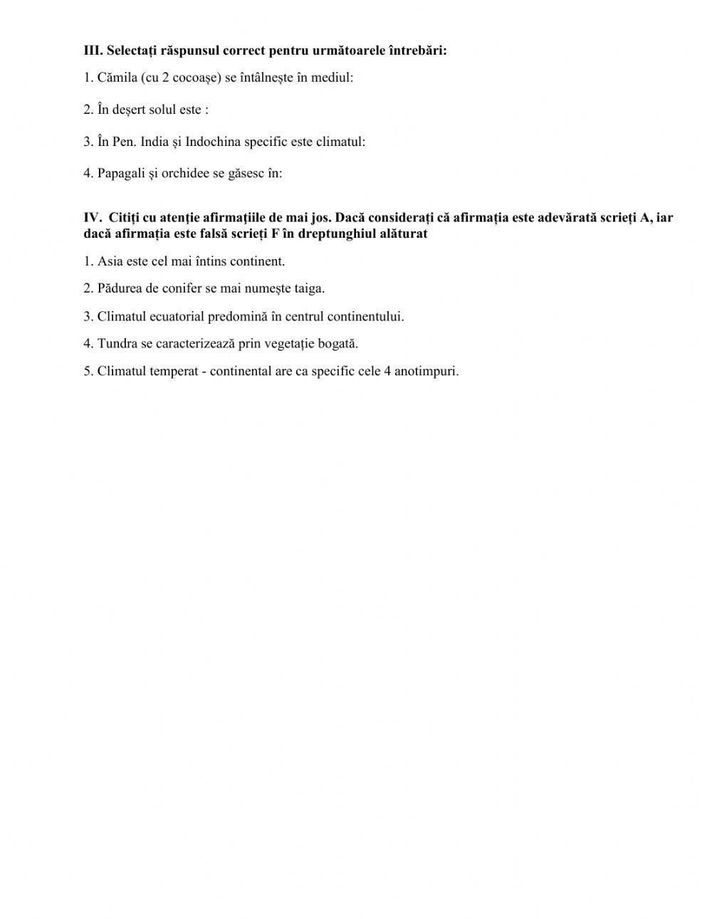 Clima, vegetația, fauna și solurile Asiei