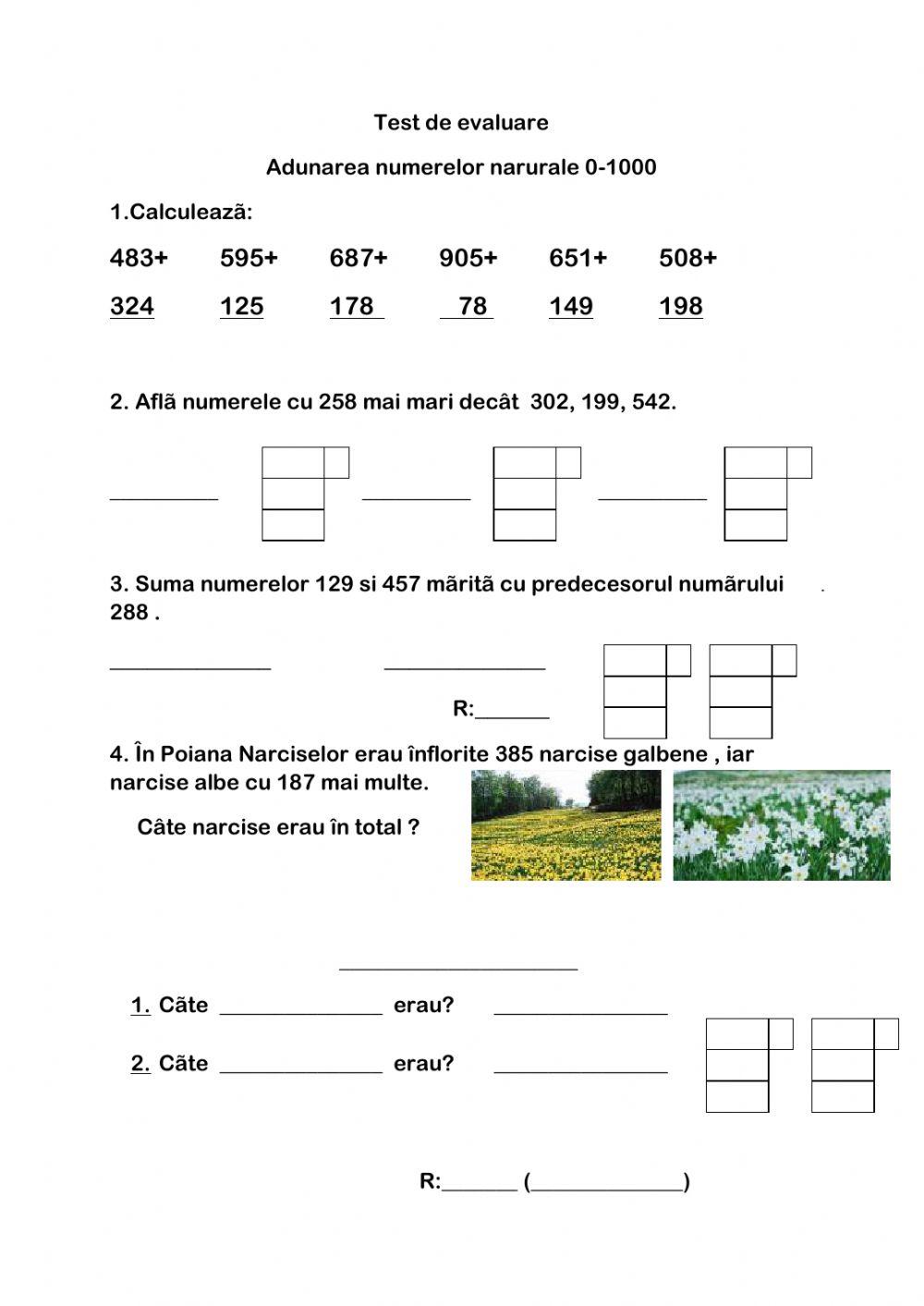 Evaluarea-Adunarea cu trecere peste ordin-Omul si mediul inconjurator