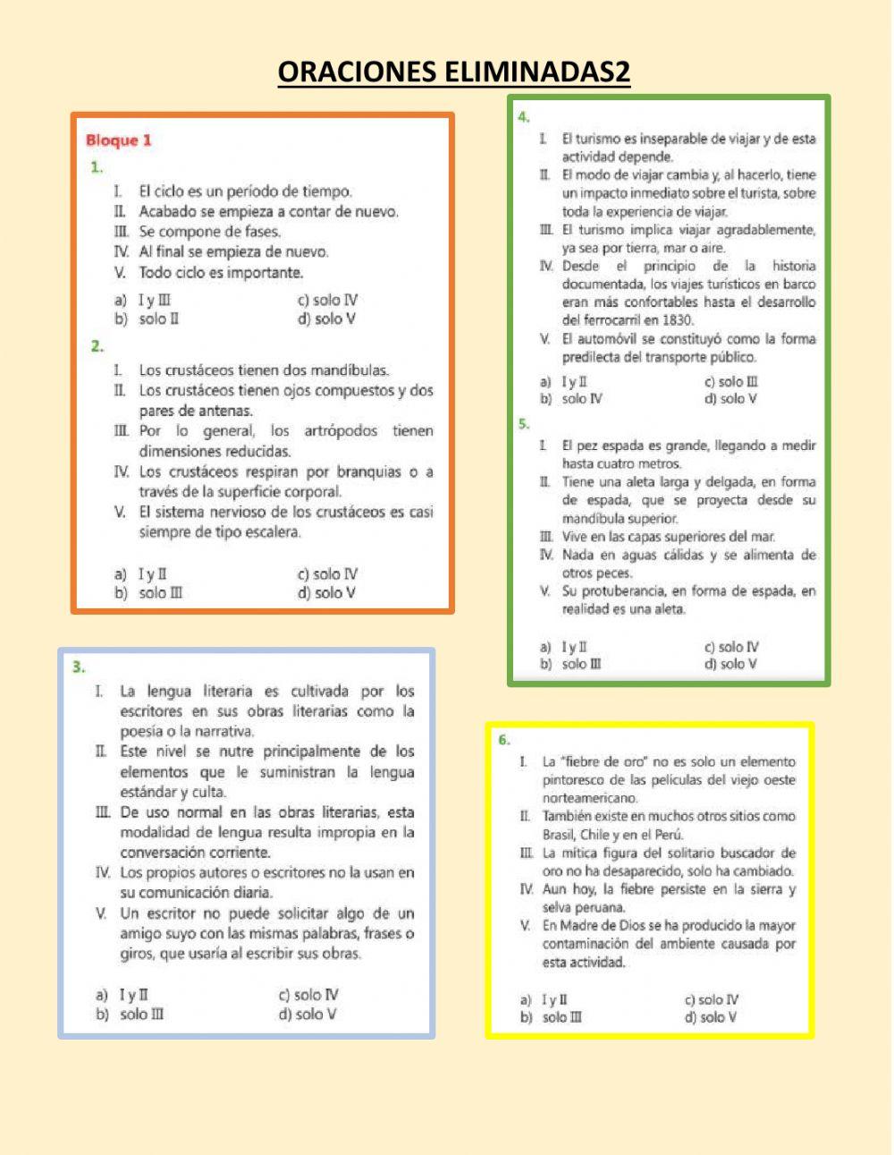 Oraciones eliminadas