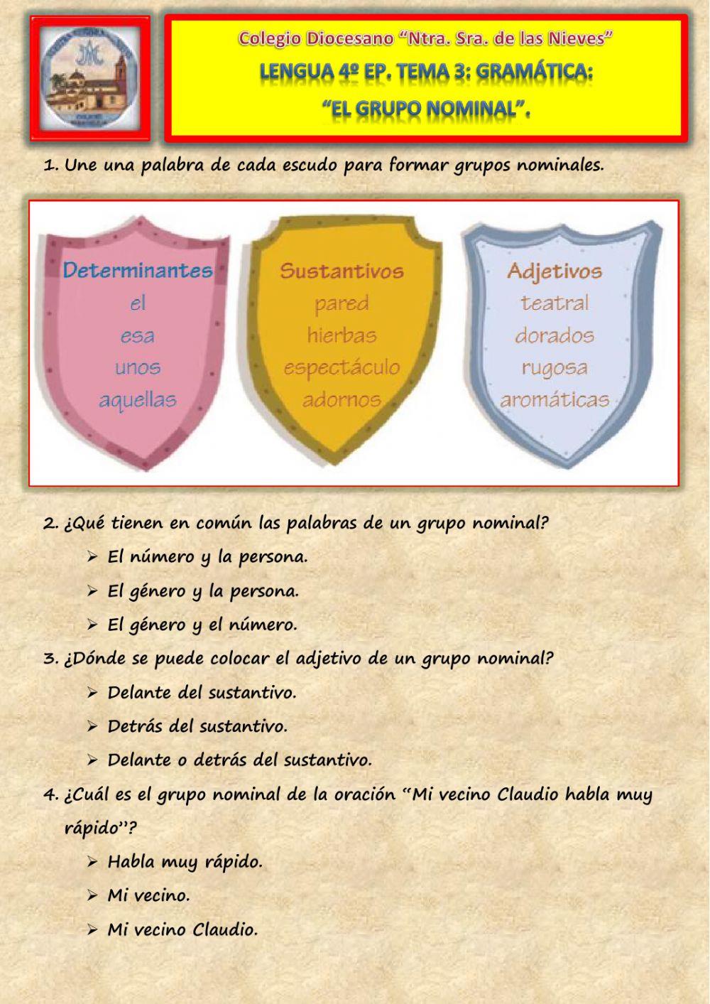 Tema 3. Gramática. El grupo nominal.