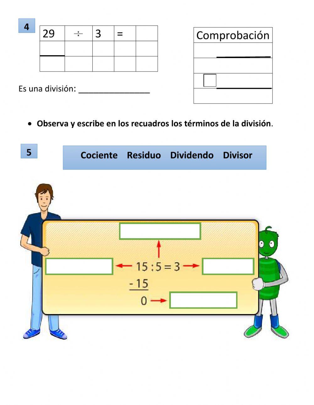 Ejercicio división exacta e inexacta