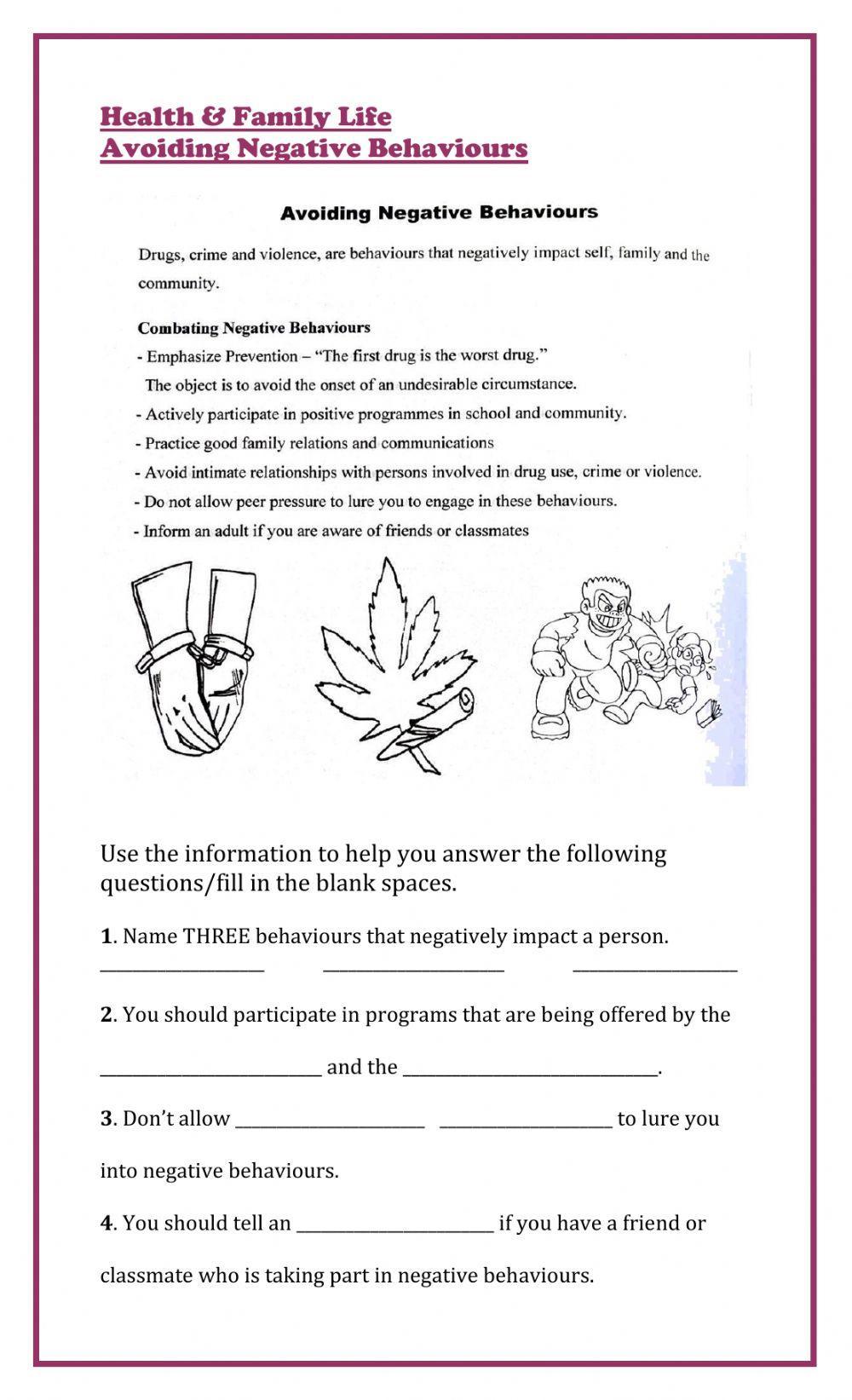 Avoiding Negative Behaviours