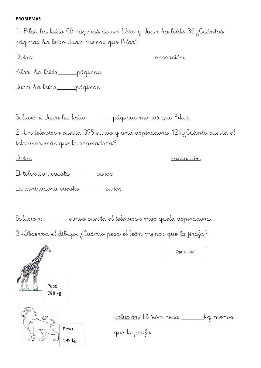 Problemas más que-menos que