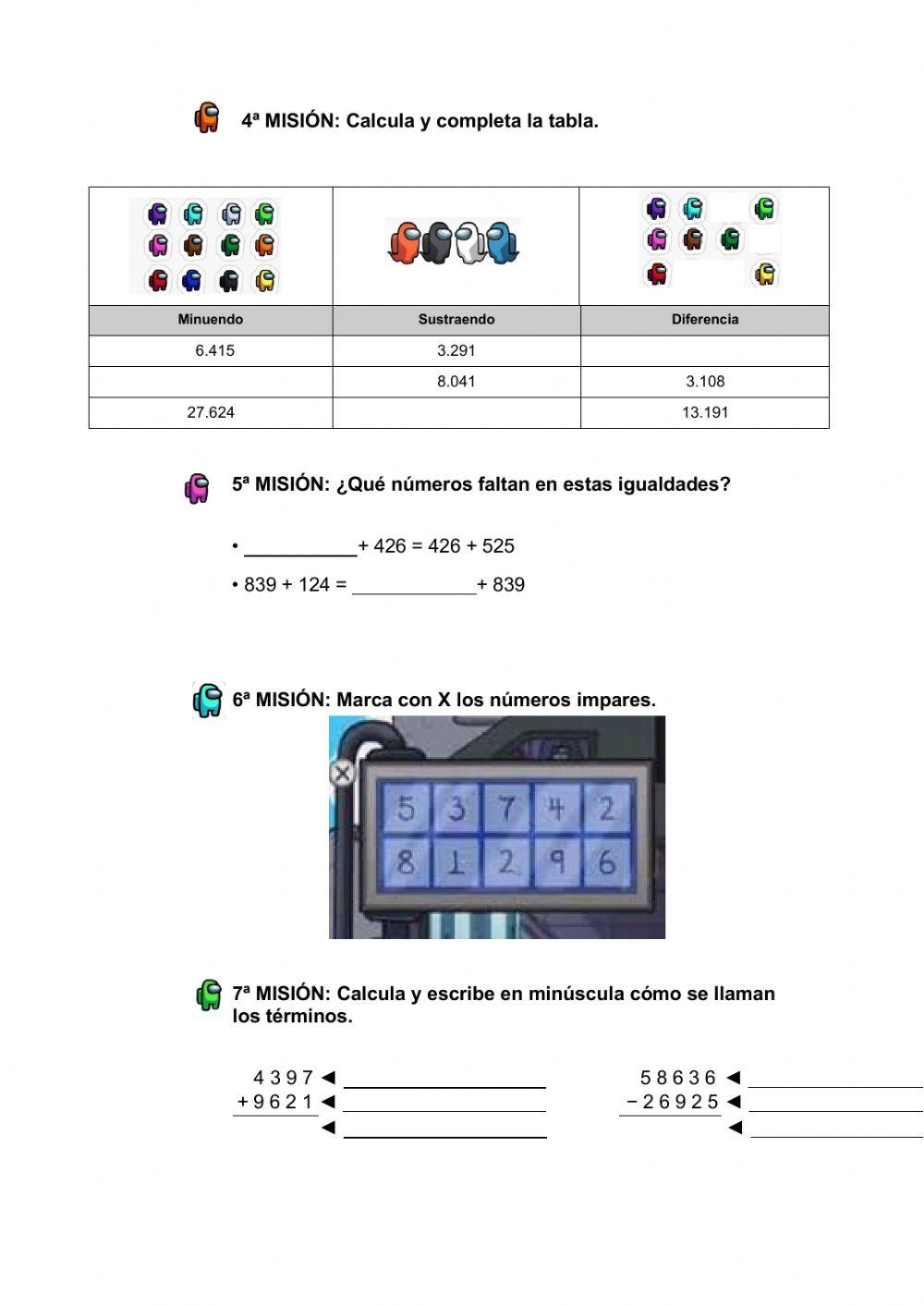 Matemáticas 3º Among Us