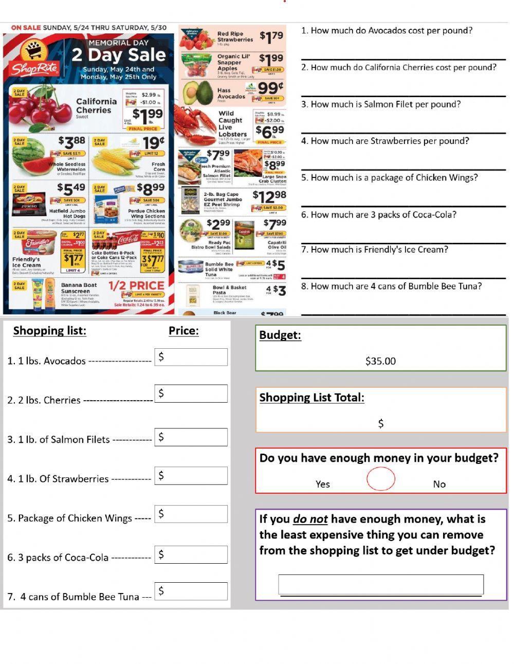 Shoprite Circular Math and Budgeting