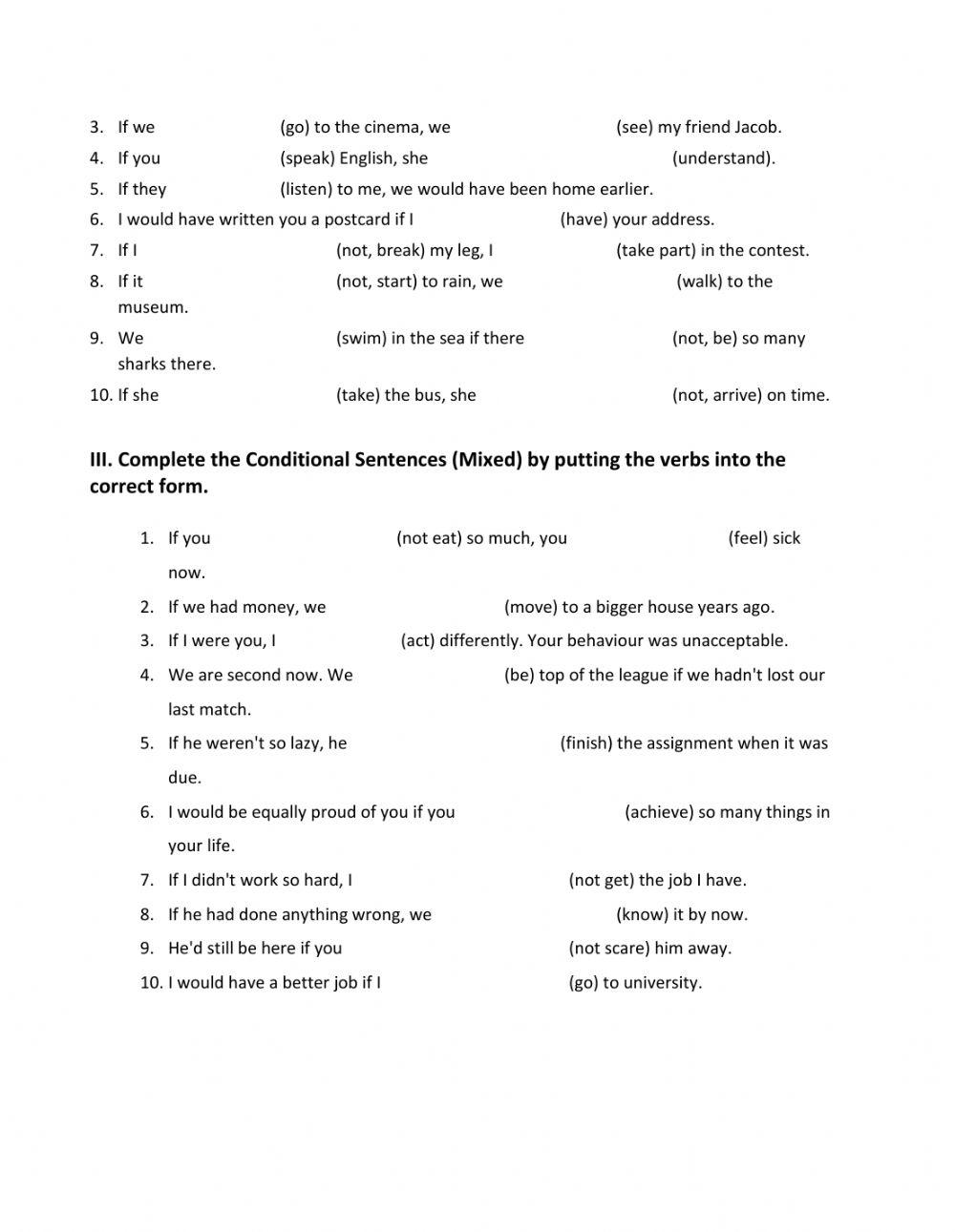 TEST (conditionals 2, 3 and mixed)