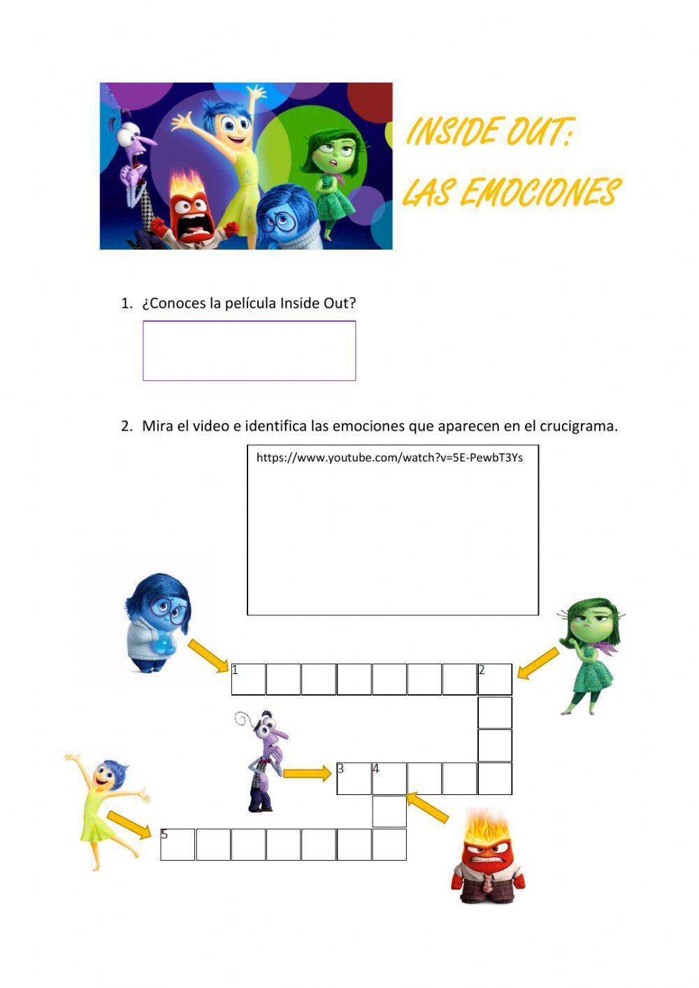 Inside Out. Las emociones worksheet | Live Worksheets