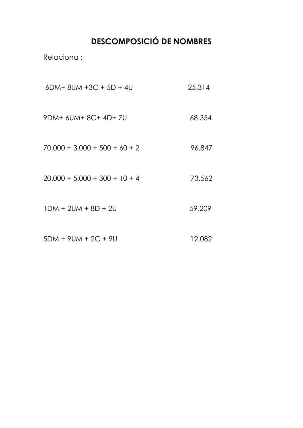 Descomposició de nombres
