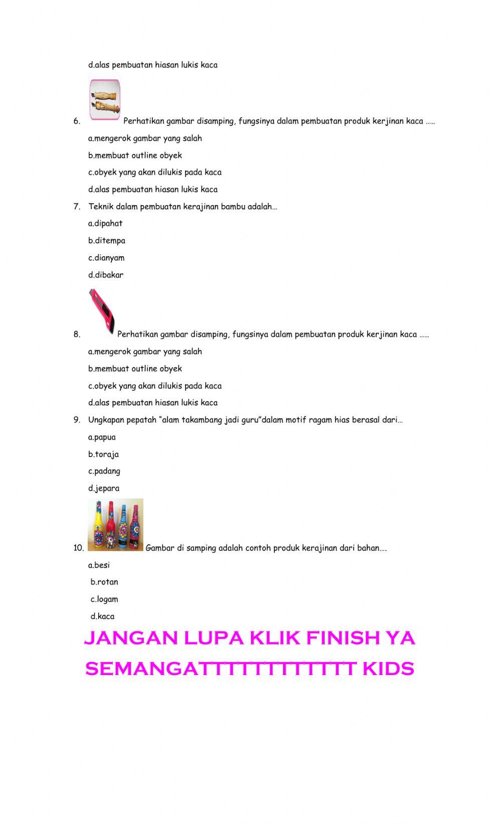 Ulangan prakarya pjj daring