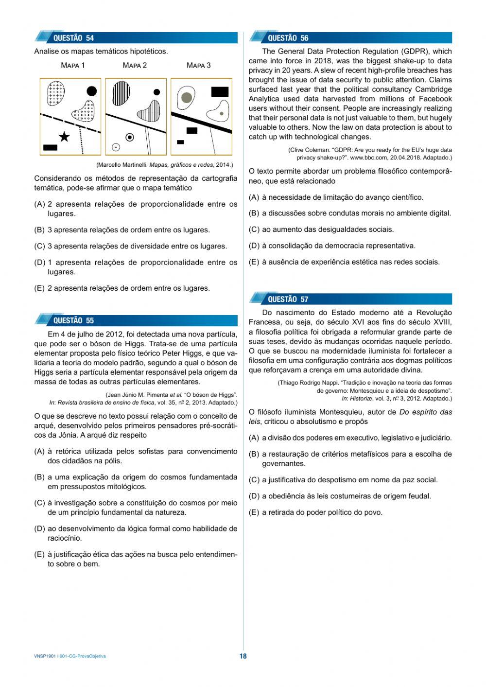 Vunesp 2020 - Inglês