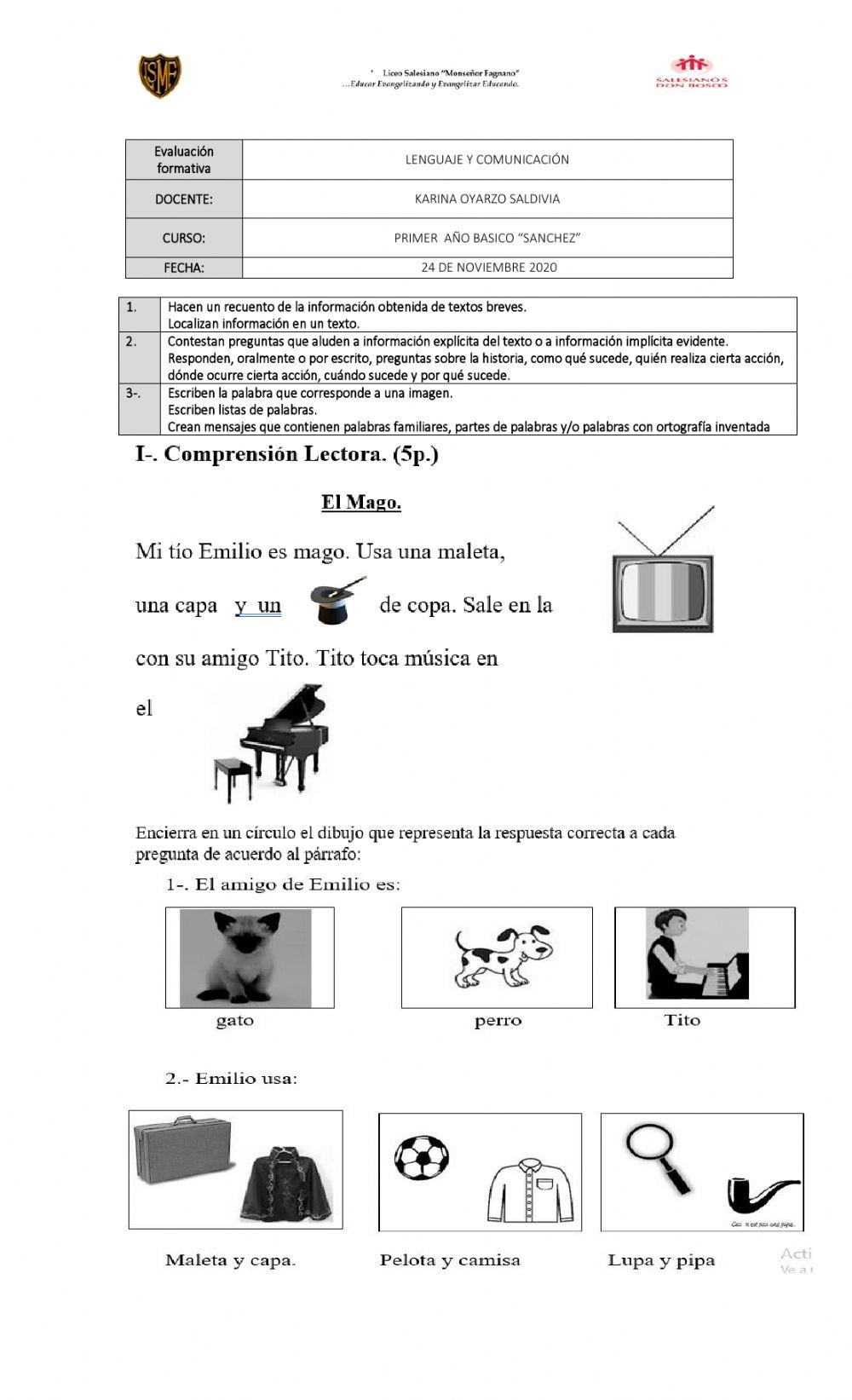 Evaluacion lenguaje formativa 2