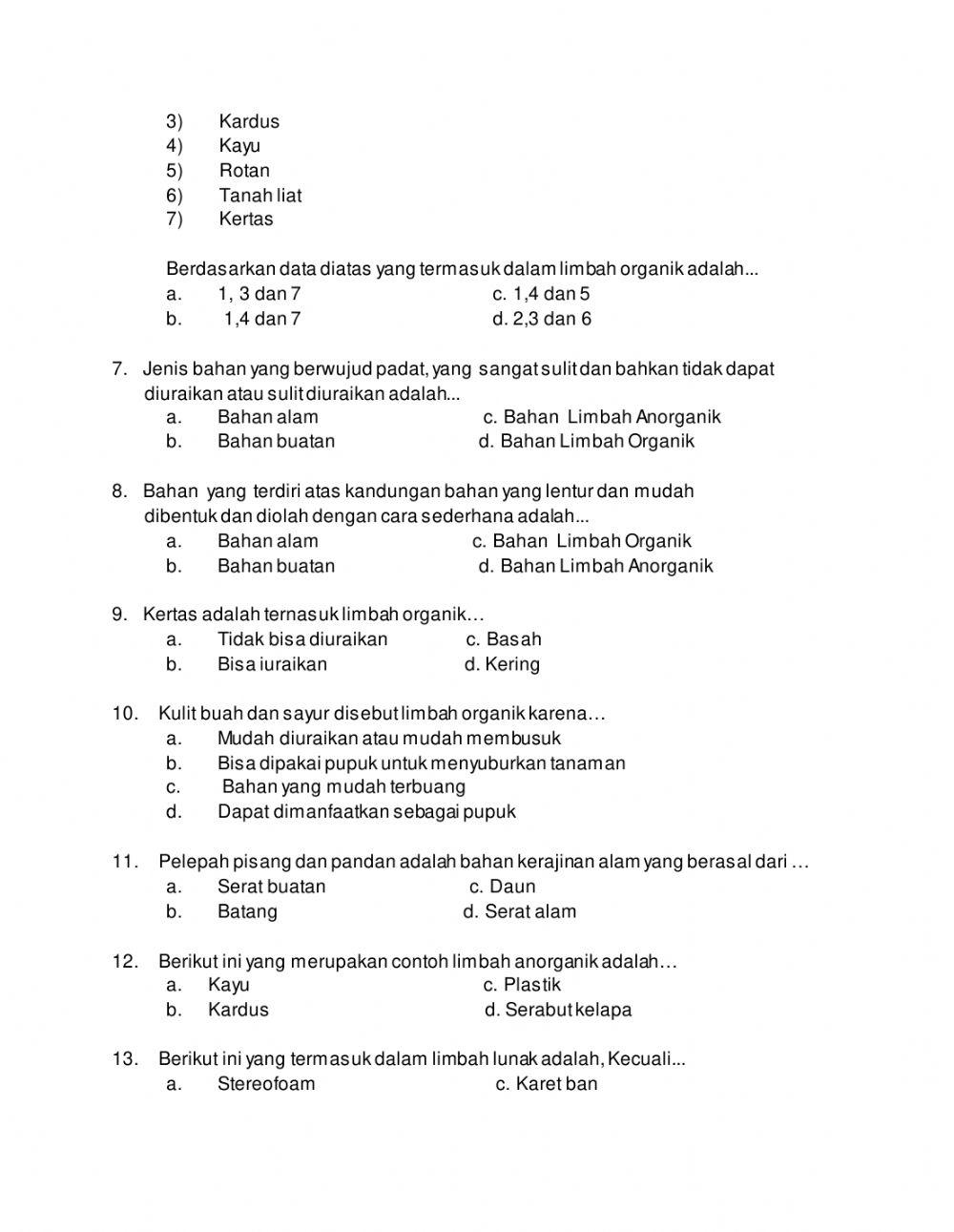 Latihan PAS Prakarya Kelas 9