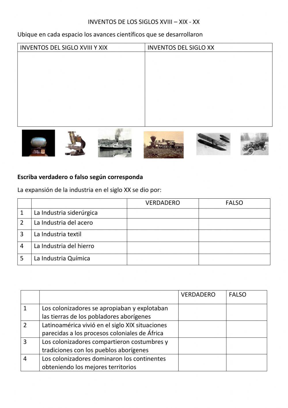Inventos del siglo XVIII - XIX - XX