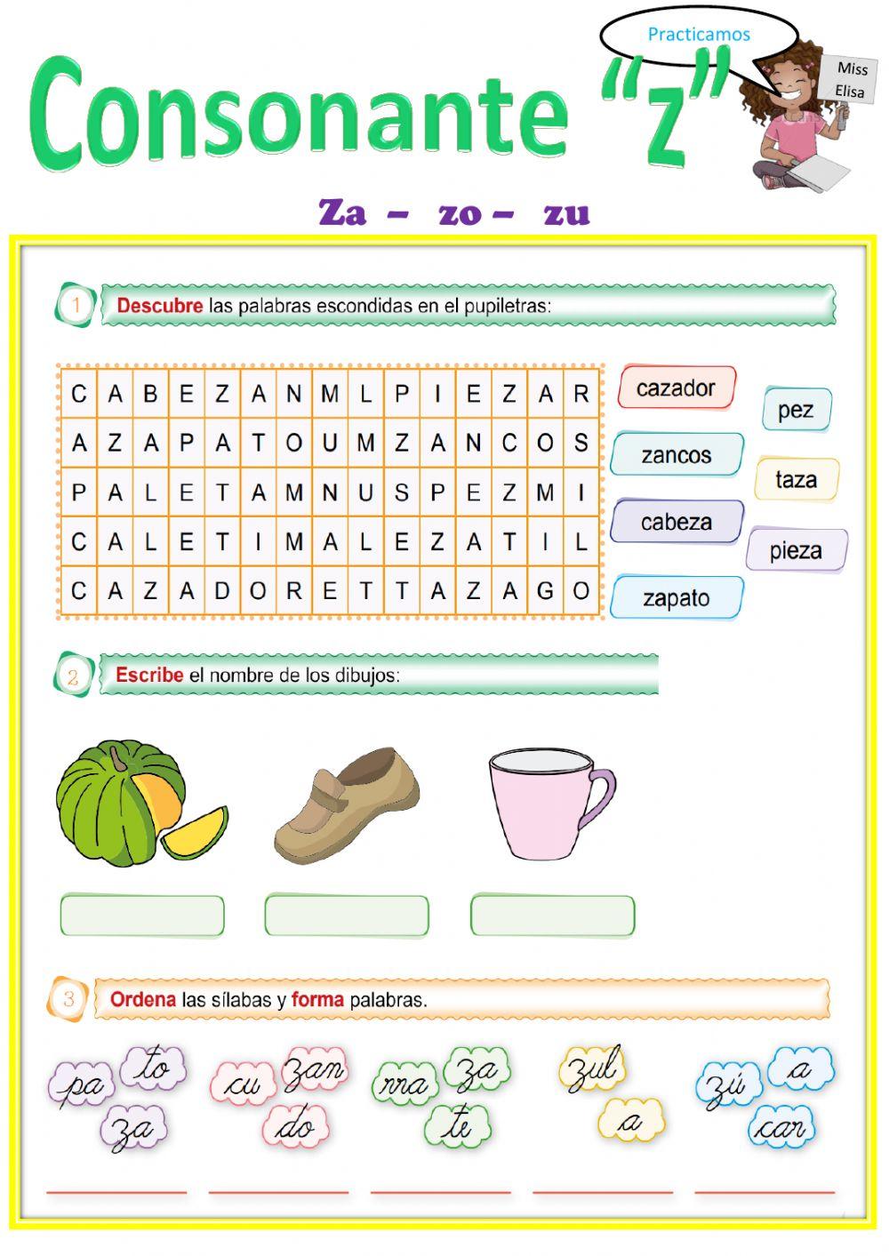 Consonante  -z-- sonidos  ce, ci
