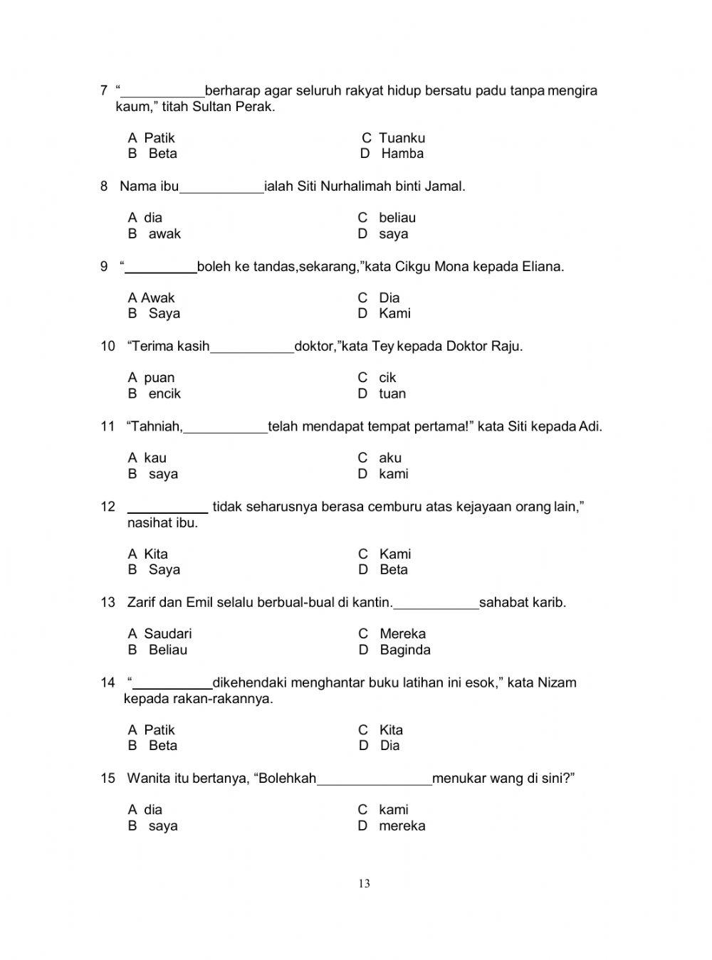 Kataa Ganti Nama Diri