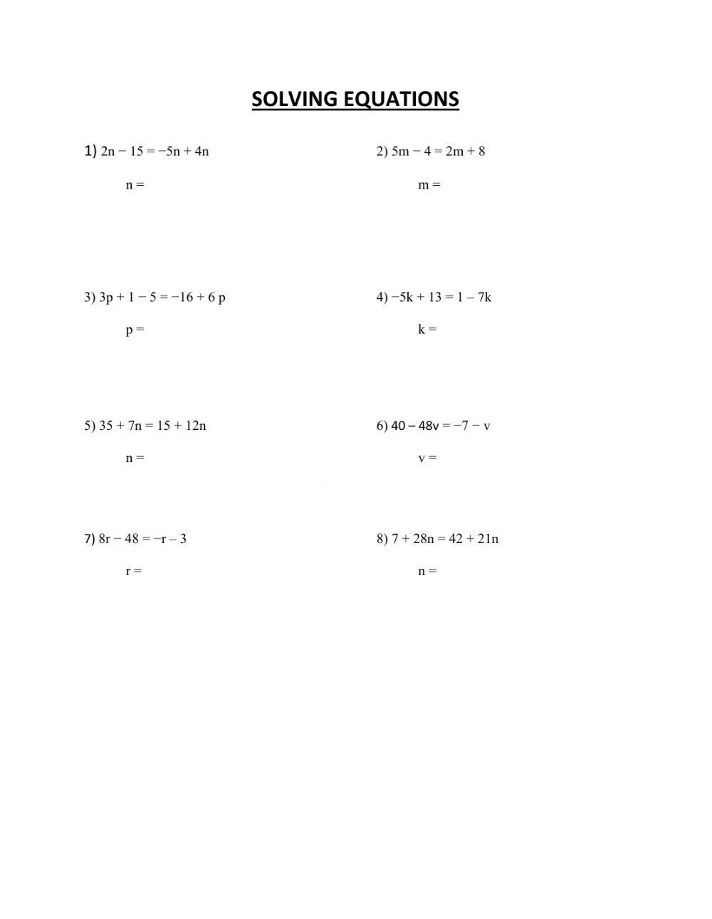 Multi-step equations worksheet | Live Worksheets multi-step-equations-worksheet-live-worksheets