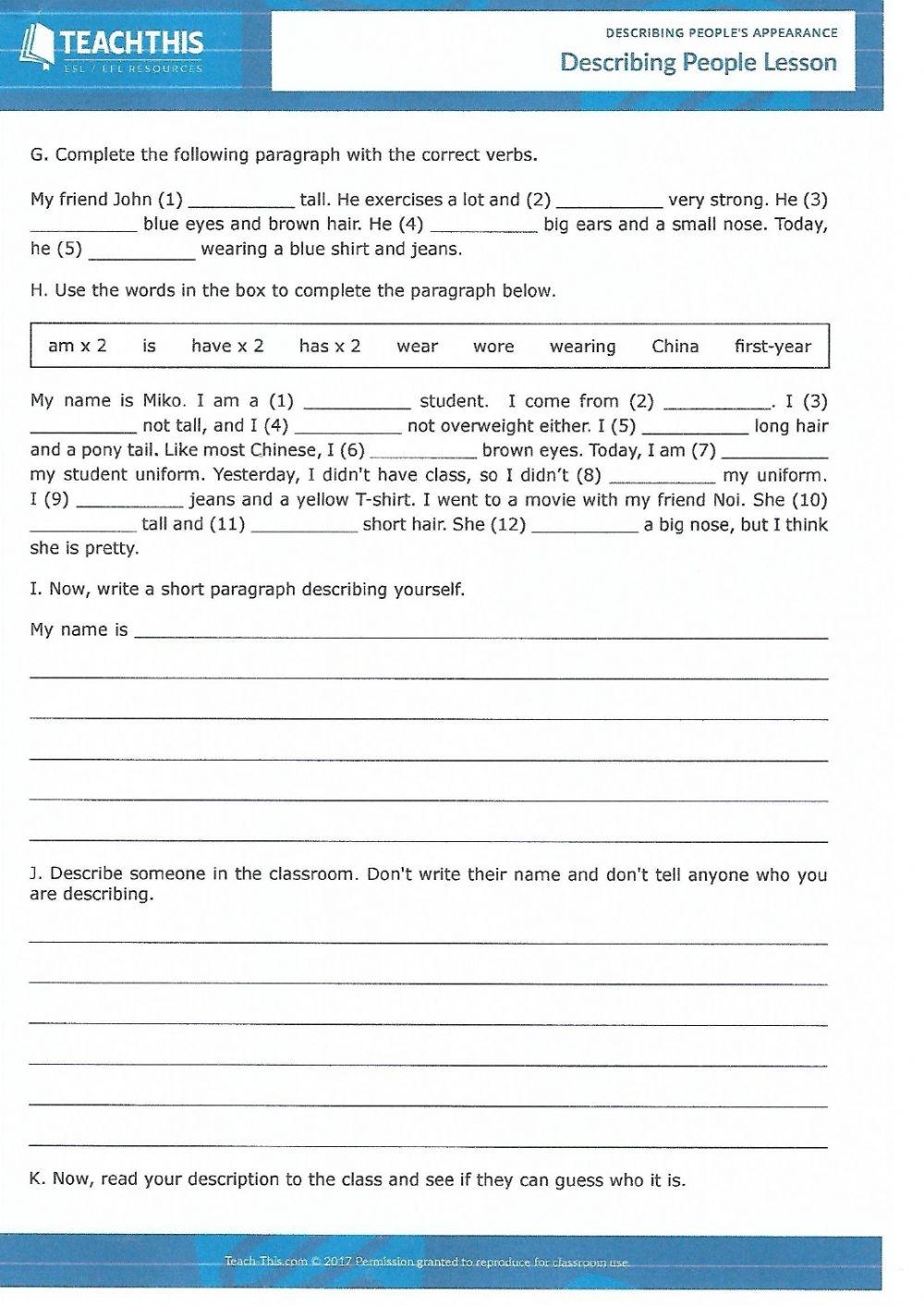 Describing people. Appearance and clothes