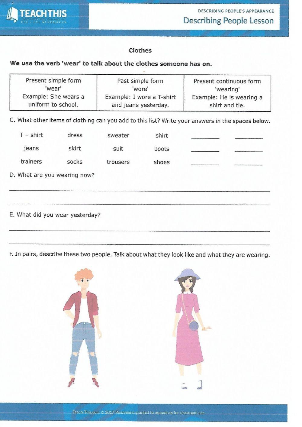 Describing people. Appearance and clothes