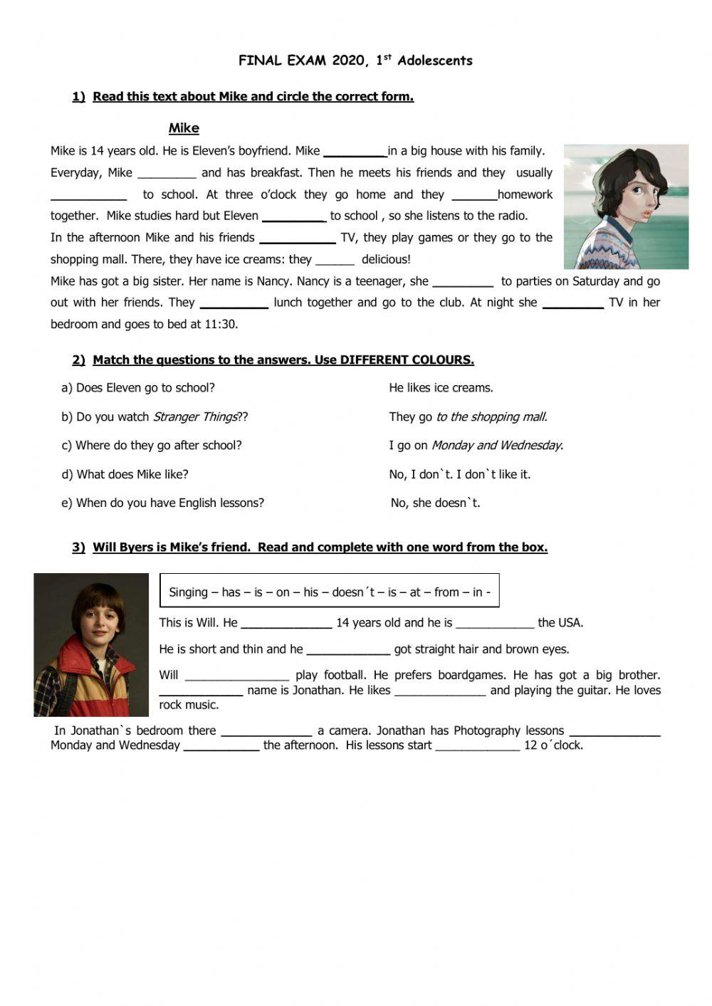 Final Exam 2020 - 1st adolescents
