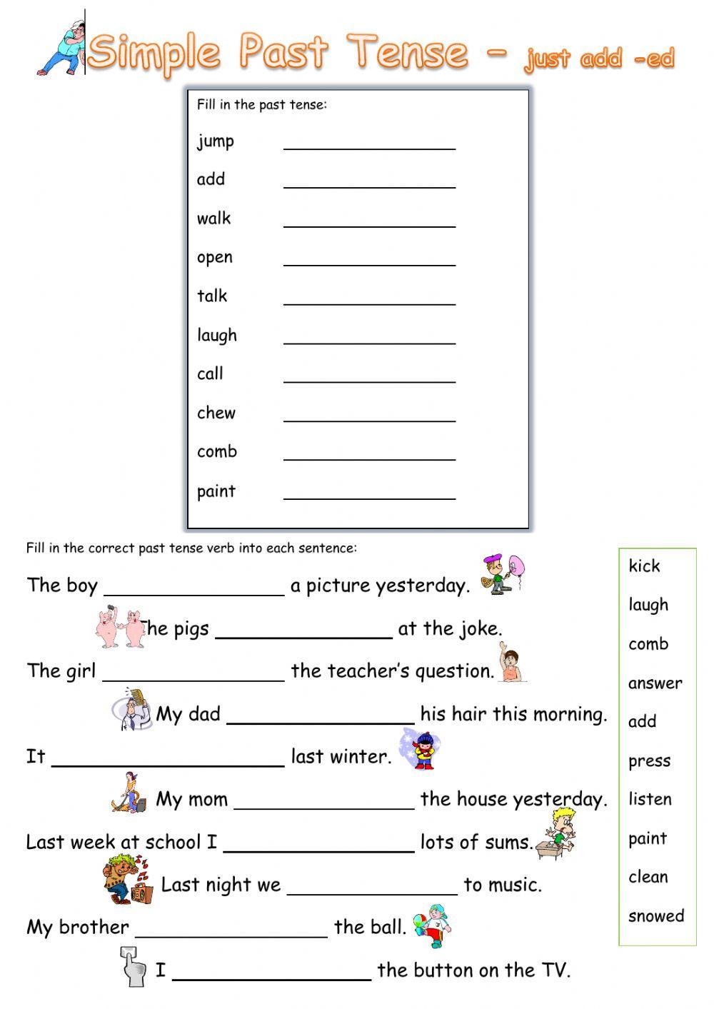 Past Tense Ed Worksheets