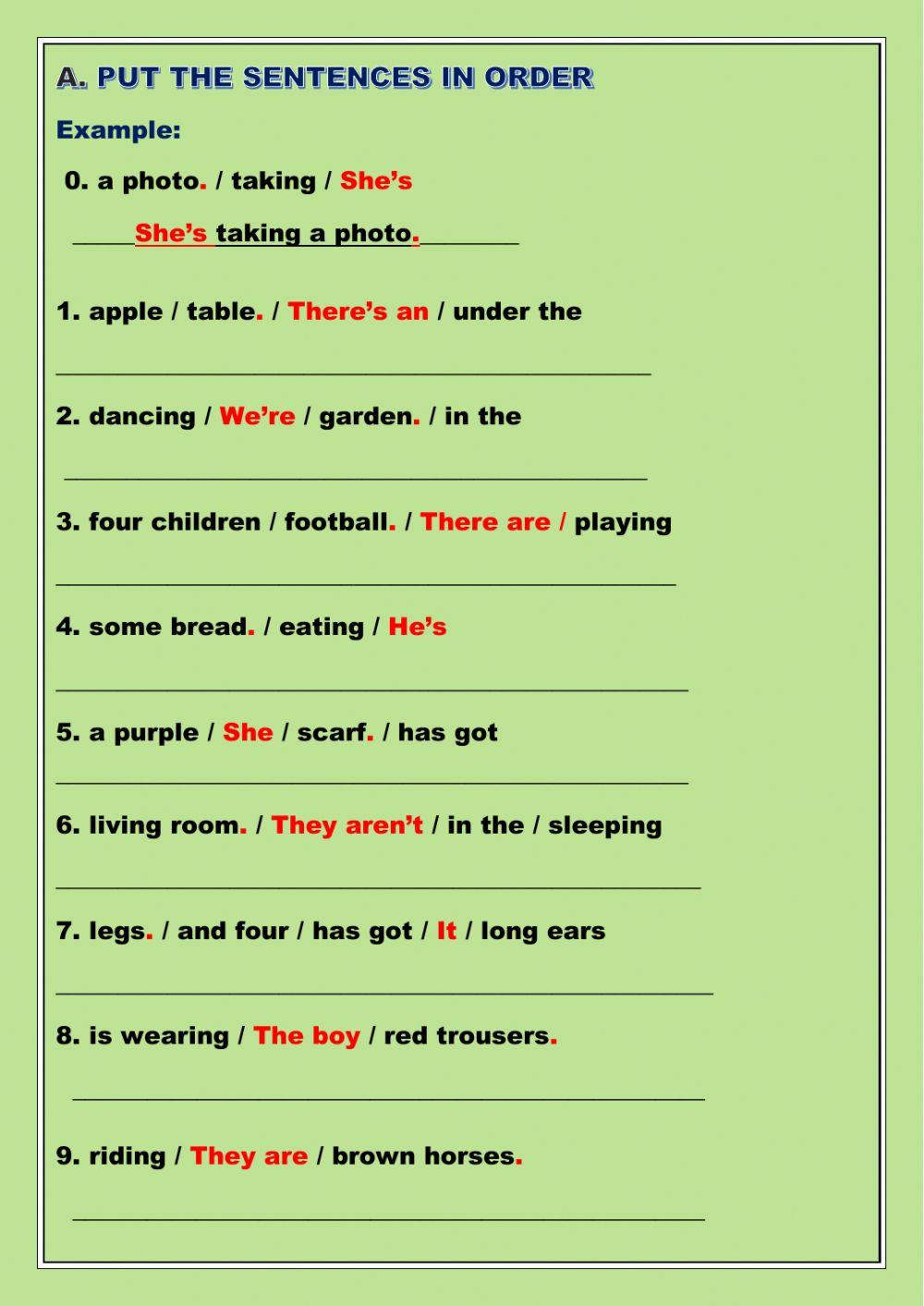 Put the questions in order. Number the pictures