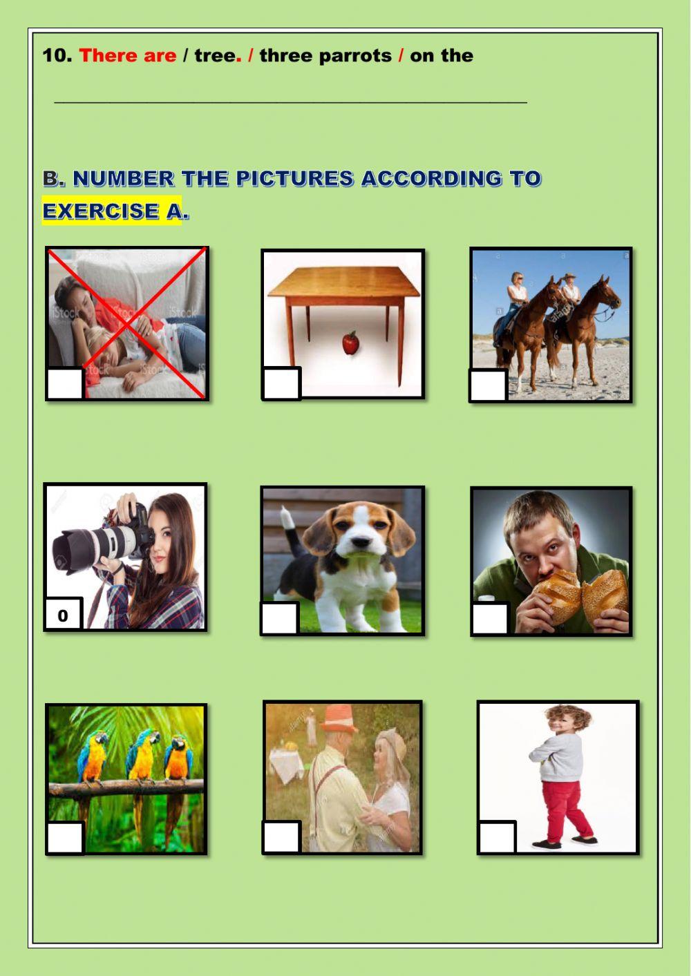 Put the questions in order. Number the pictures