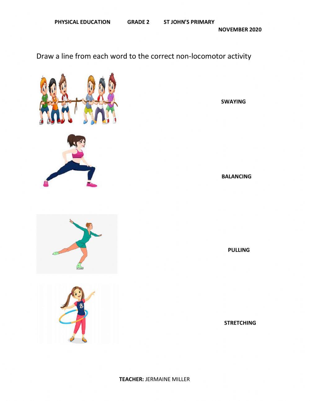 Grade 2 Non-Locomotor Movements Worksheet 4458937