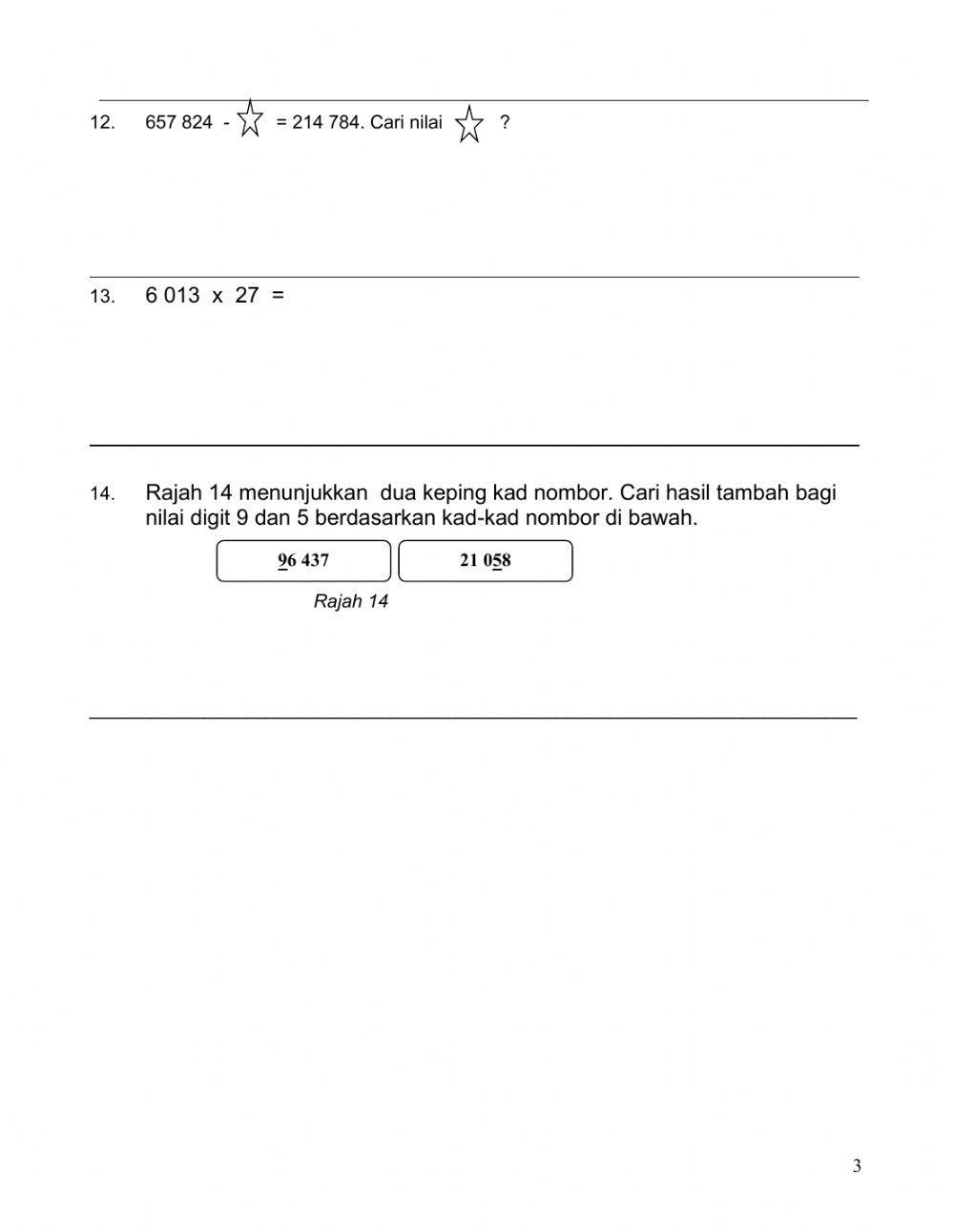 Latihan Matematik Tahun 5