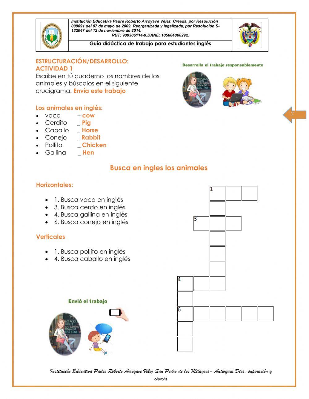 Los animales en inglés