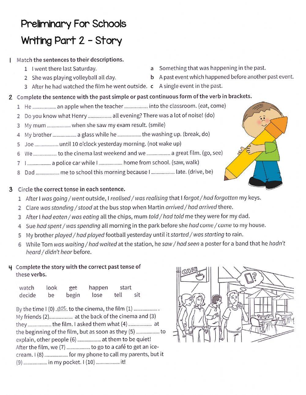 PET Writing Part 2 Story practice activity