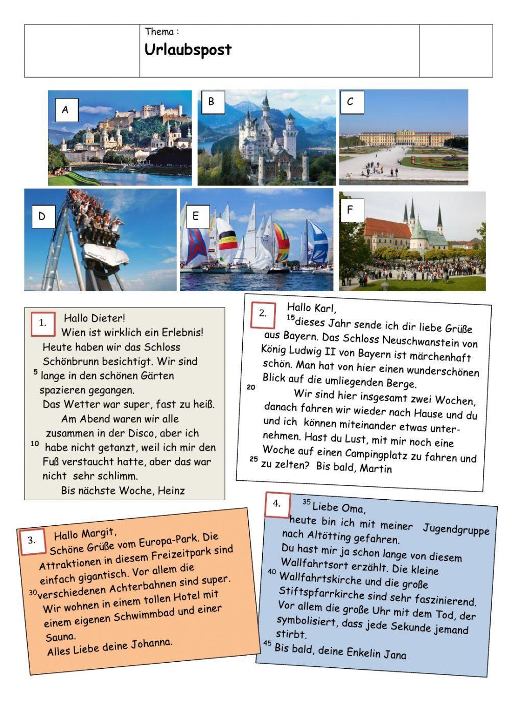 Urlaubspost: Perfekt - Lesen Urlaubspost: Perfekt - Lesen