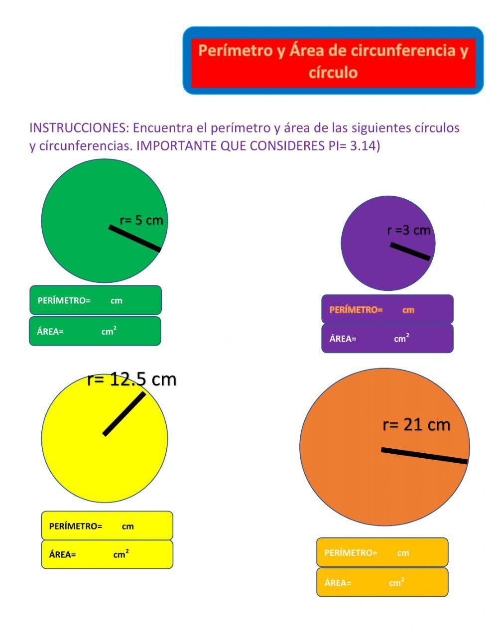 Área y perímetro del círculo