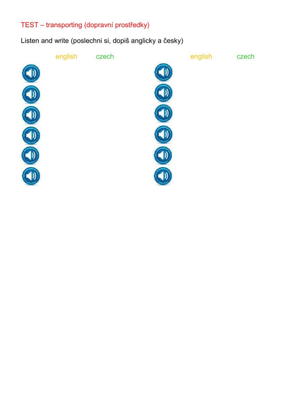 Test-means of transport