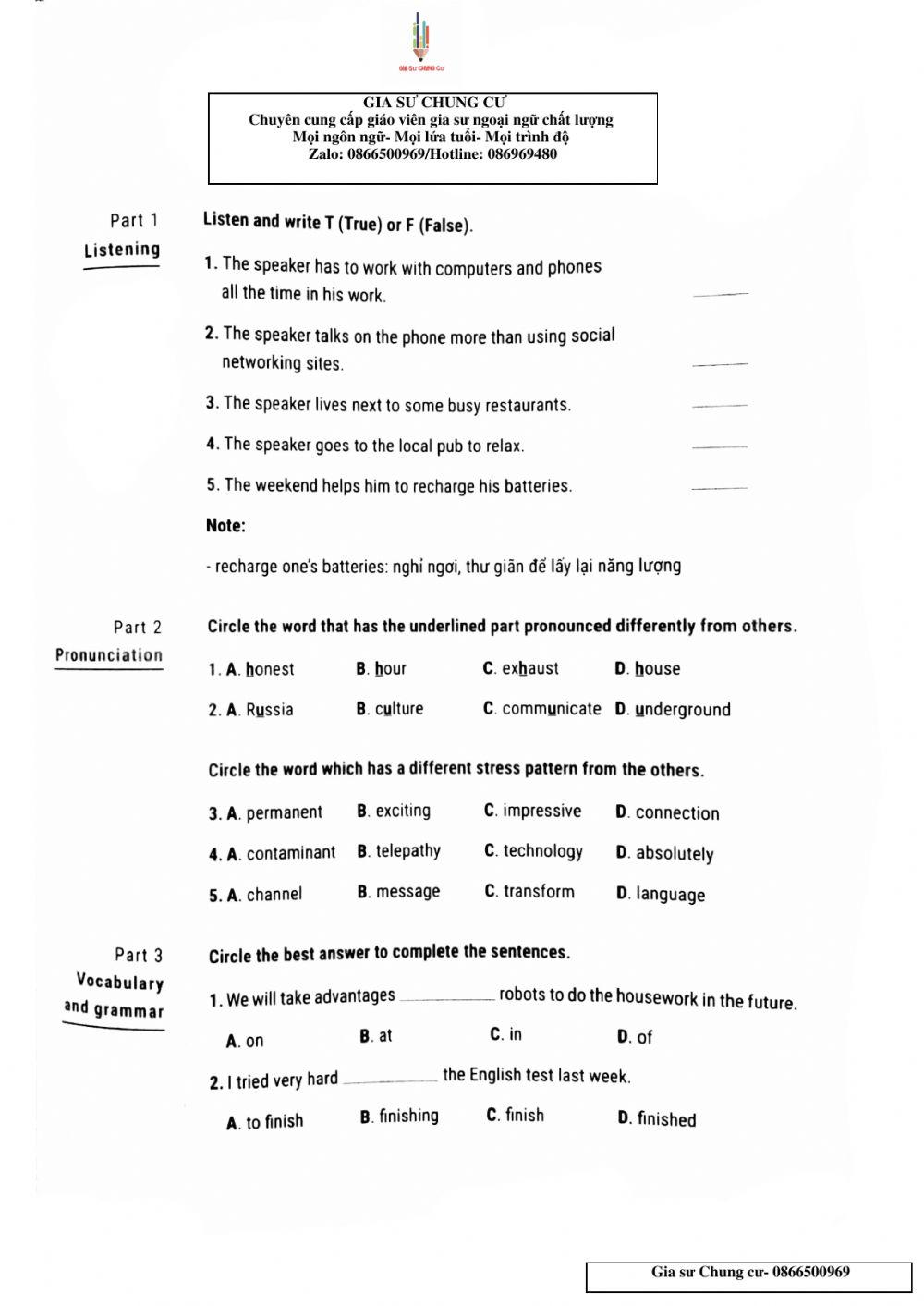 Lớp 8 - Kiểm tra 45 phút Unit10,11