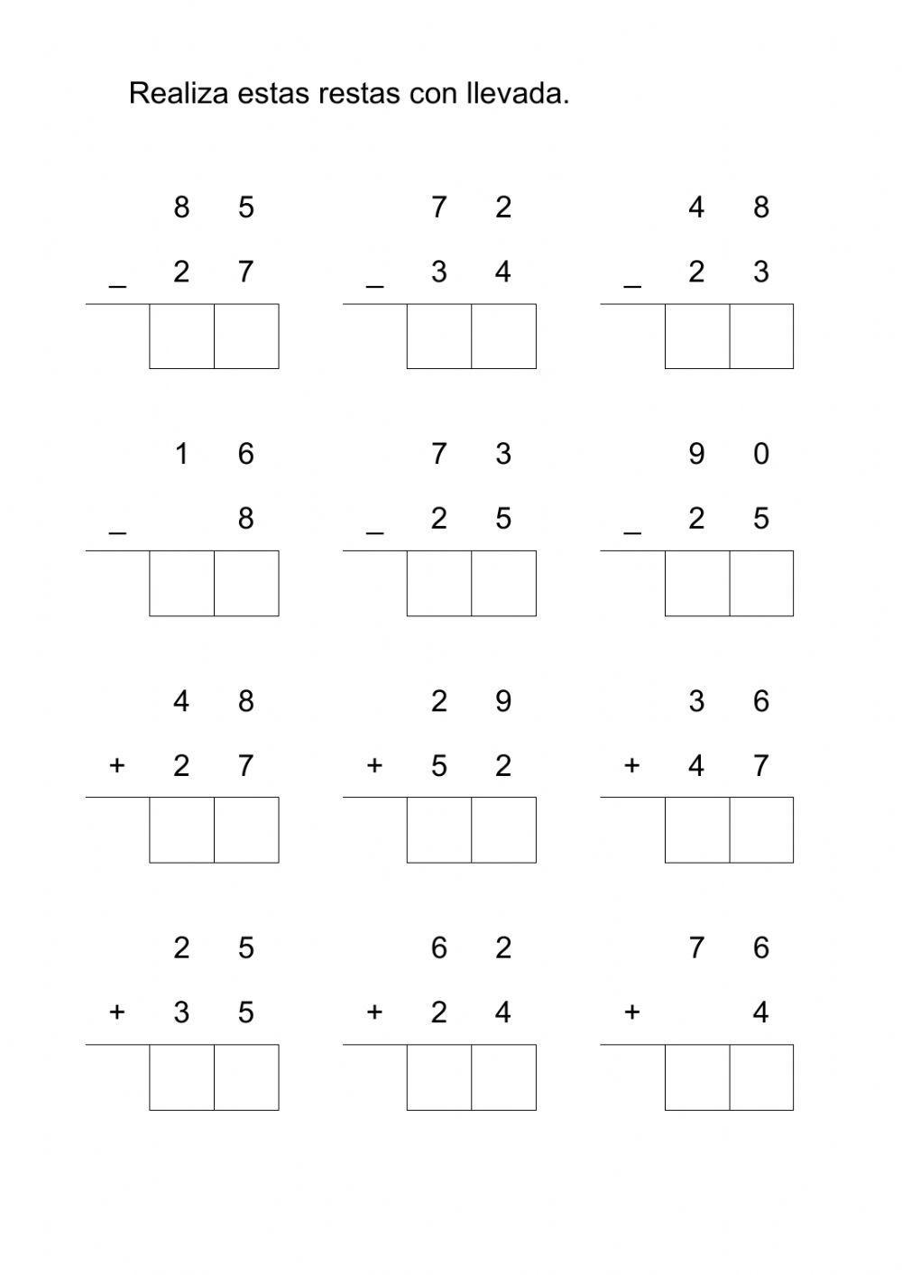 Restas y sumas llevando