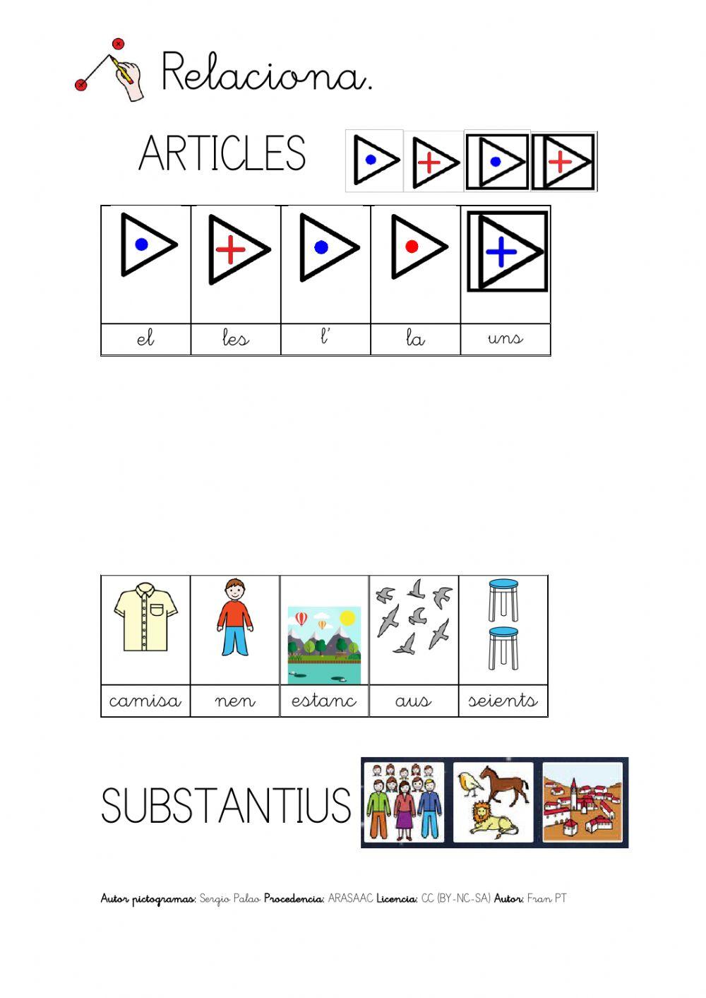 Relacionar articles i substantius. 