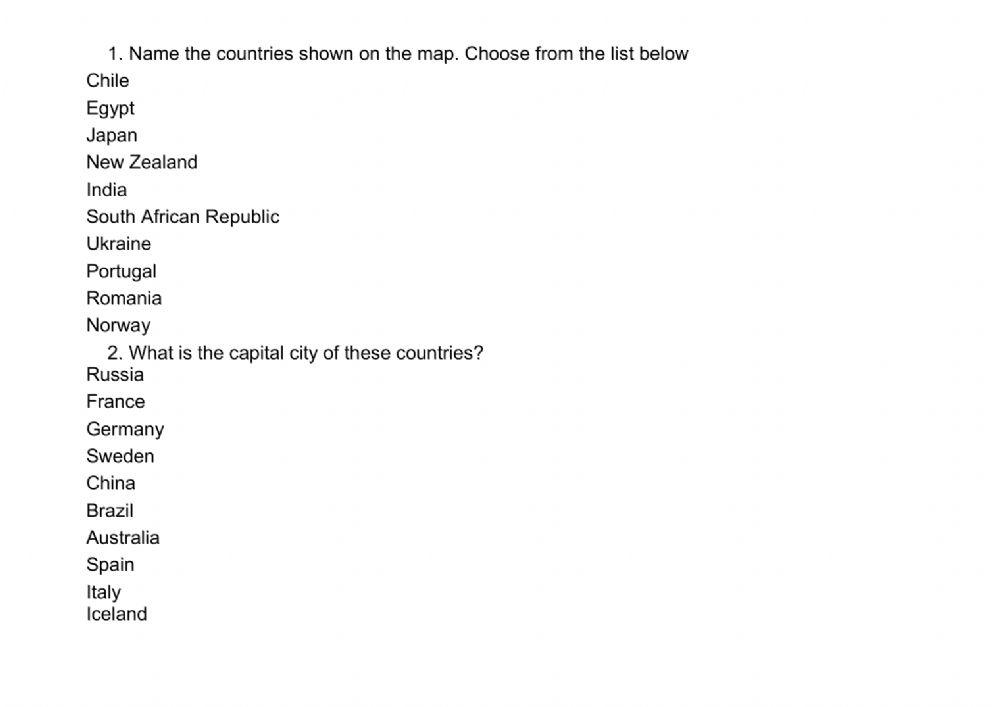 Countries and capitals quiz