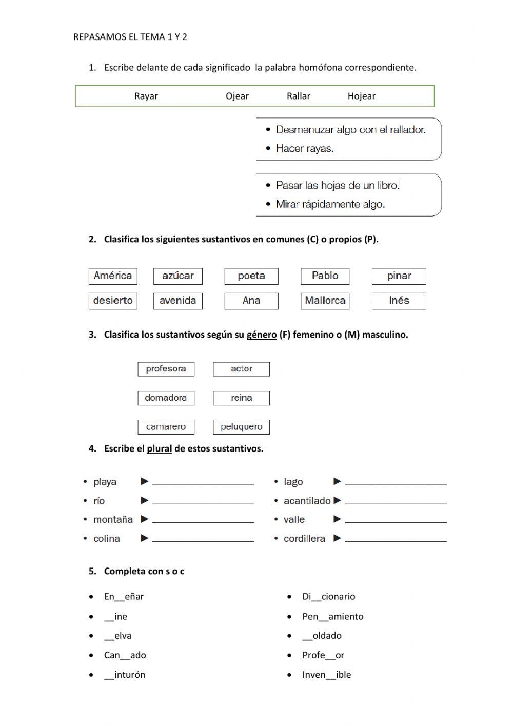 Sustantivos y ortografía