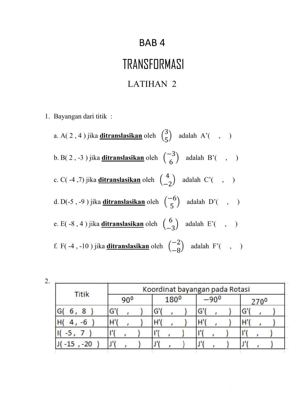TRANSFORMASI Latihan 2