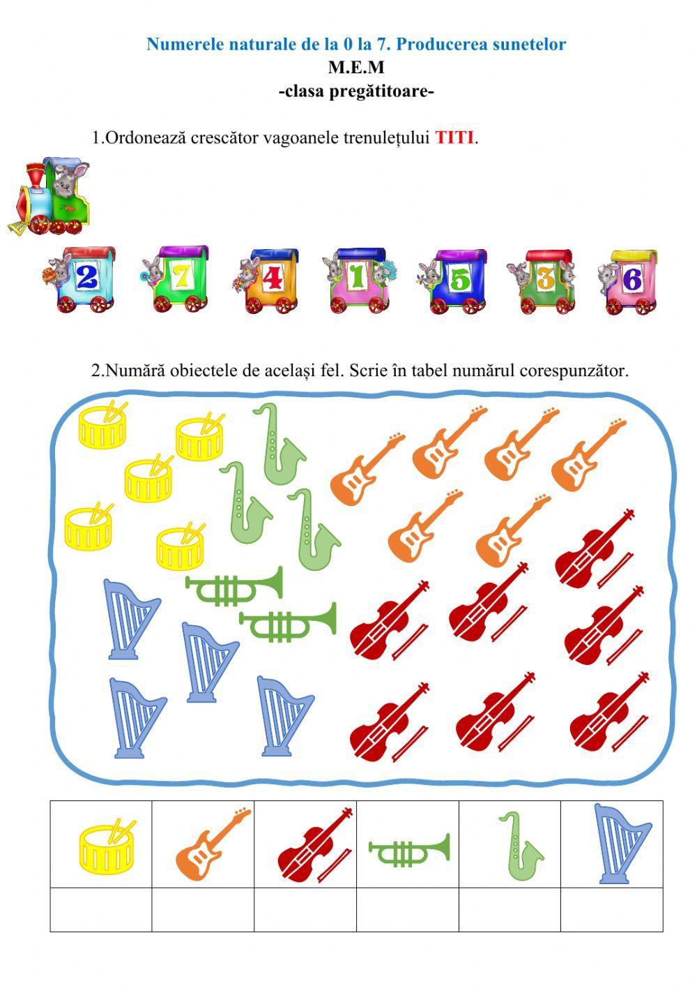 Numerele de la 0 la 7. Producerea sunetelor