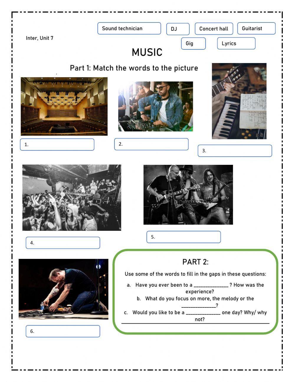Music - vocabulary and discussion B1