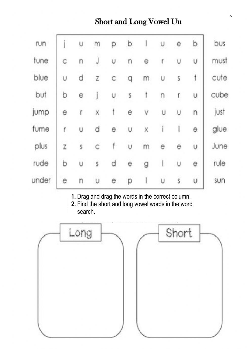 Short U Free Worksheets