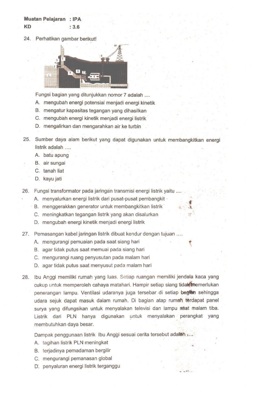 Latihan TKM IPA Tema 4